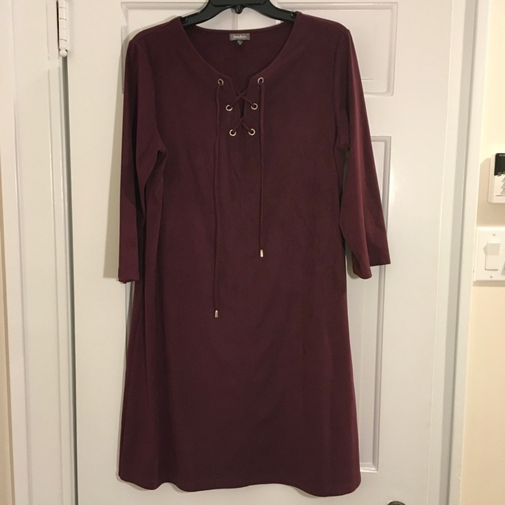 Neiman Marcus Burgundy Suede Feel Dress